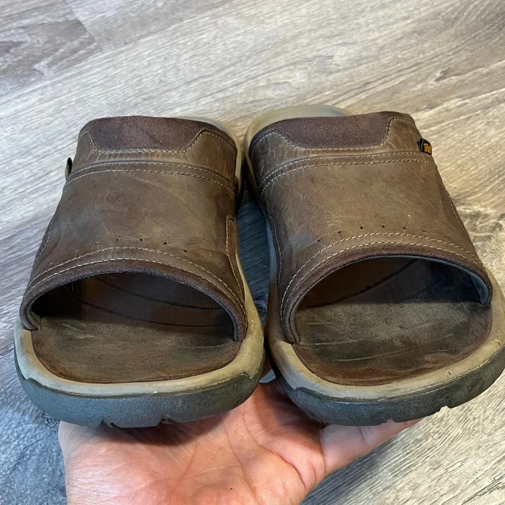 Teva Mens Langdon Slide Waterproof Leather Sandals Walnut Brown 1015150 Size 11